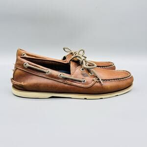Sperry Shoes Mens 8 Brown Leather Top Sider Boat Deck 2 Eye Moc Toe Casual